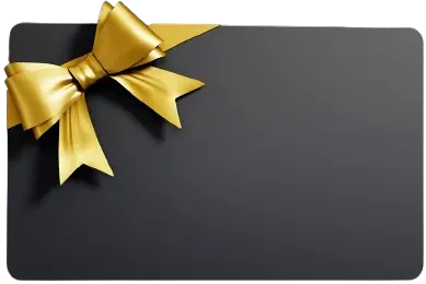 Svart gavekort med gull bånd